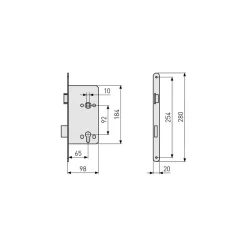 Abus Einsteckschloss für Haustüren 20 x 280 mm rund links