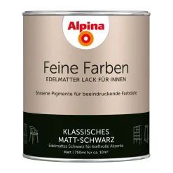 AlpinaBuntlack Feine Farben Lack Klassisches Matt-Schwarz 750ml