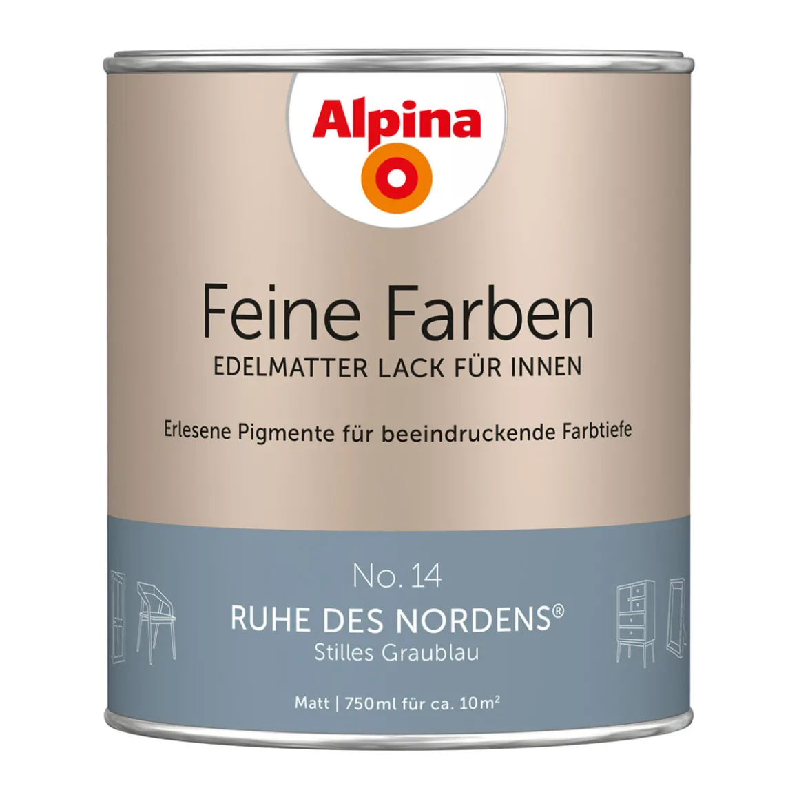 AlpinaBuntlack Feine Farben Lack No 14 Ruhe des Nordens edelmatt 750ml