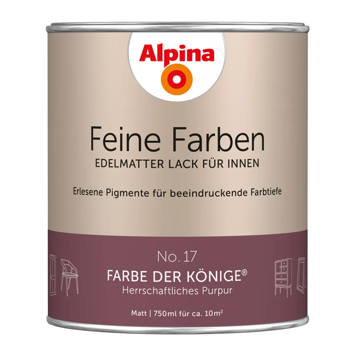 AlpinaBuntlack Feine Farben Lack No 17 Farbe der Könige edelmatt 750ml