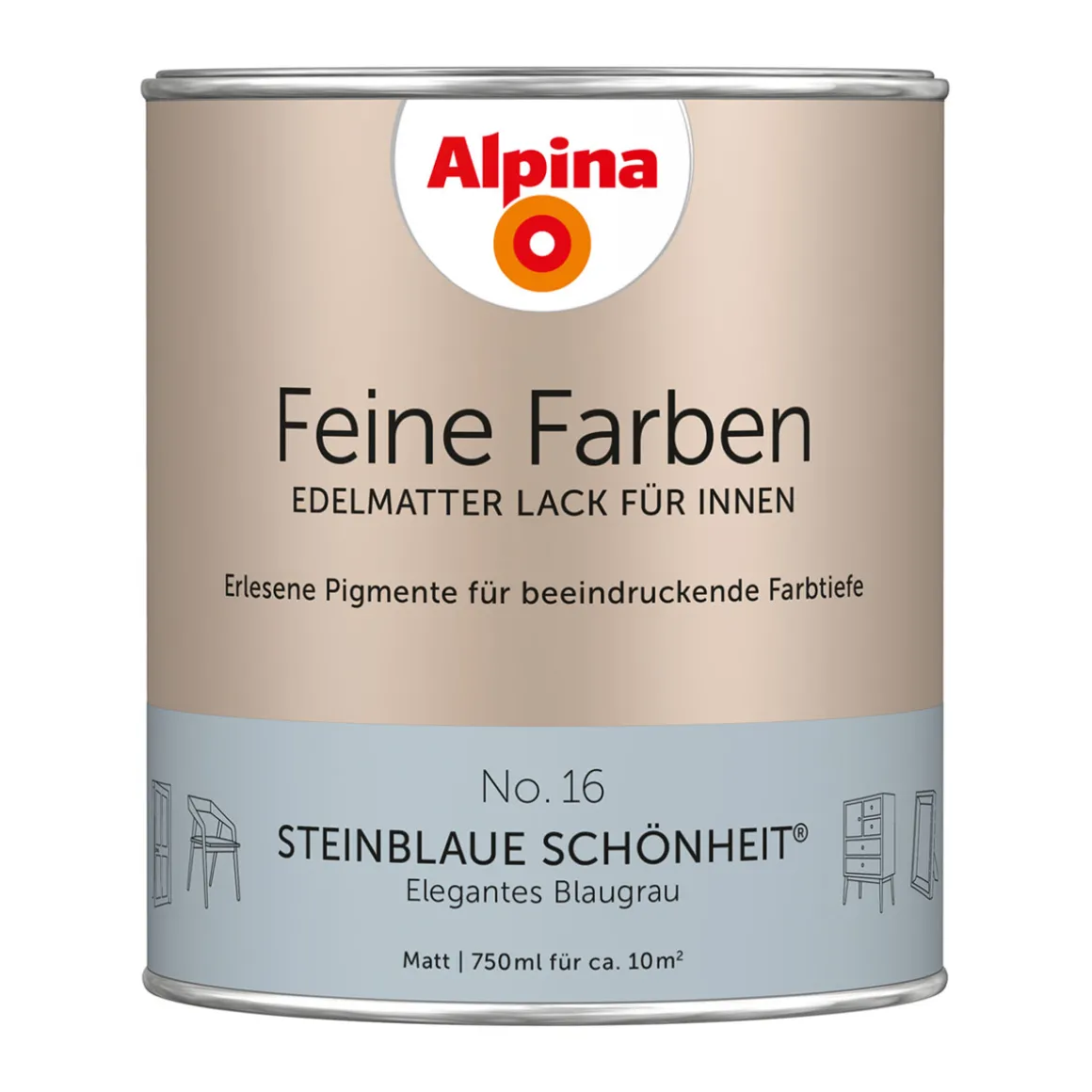 AlpinaBuntlack Feine Farben Lack No 16 Steinblaue Schönheit edelmatt 750ml