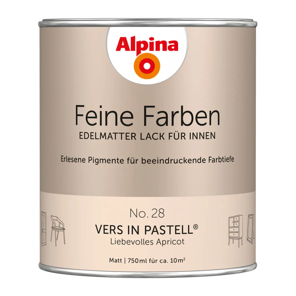 AlpinaBuntlack Feine Farben Lack No 28 Vers in Pastell edelmatt 750ml