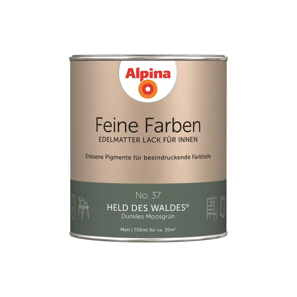AlpinaBuntlack Feine Farben Lack No 37 Held des Waldes edelmatt 750ml