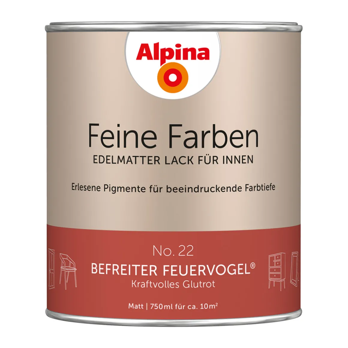 AlpinaBuntlack Feine Farben Lack No 22 Befreiter Feuervogel edelmatt 750ml