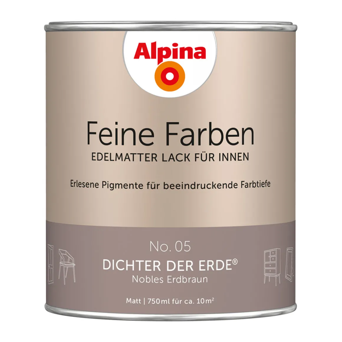 AlpinaBuntlack Feine Farben Lack No 05 Dichter der Erde edelmatt 750ml