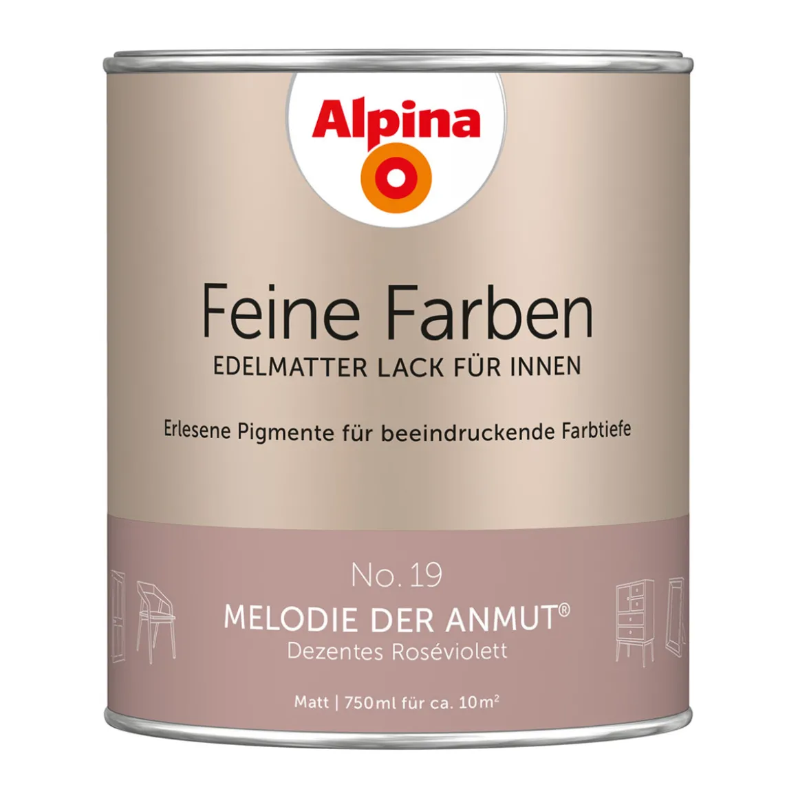 AlpinaBuntlack Feine Farben Lack No 19 Melodie der Anmut edelmatt 750ml