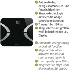 Analysewaage LED BT 30x26cm, schwarz