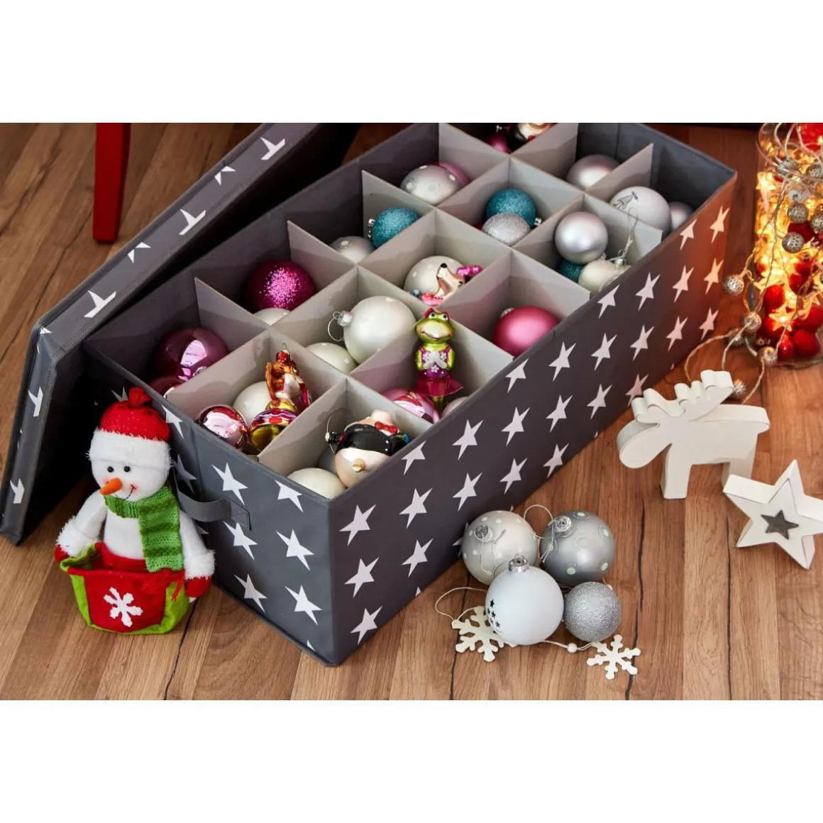 Aufbewahrungsbox für z.B Weihnachtskugeln weiß 30 Fächer