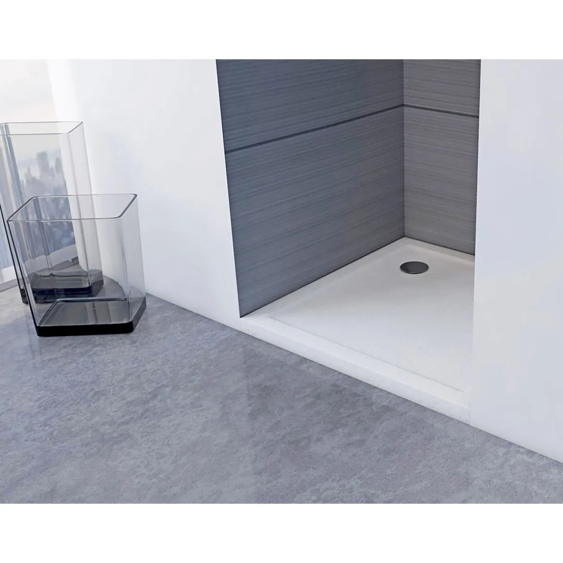 Aurlane Duschtasse White Slate 90 x 90 x 4 cm
