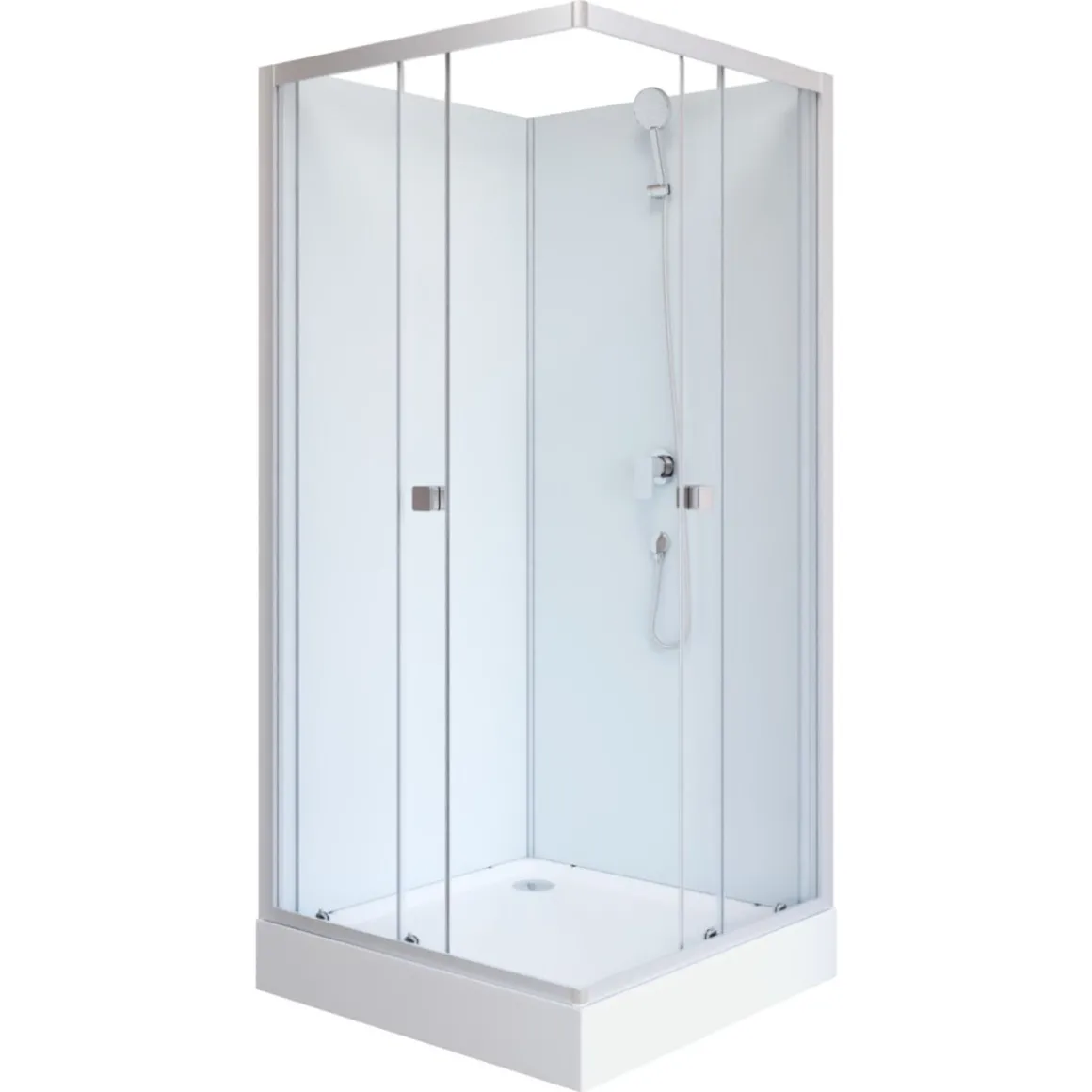 Aurlane Komplettdusche Essential, eckig, Farbe: Silber, 85x85x197,5cm
