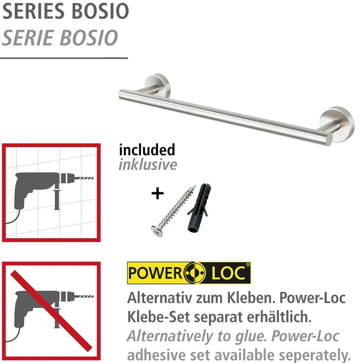 Badetuchstange 40 cm , Bosio Edelst.matt