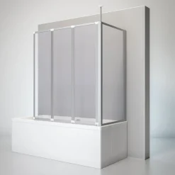 Badewannenaufsatz 3-teilig mit Seiten-wand und Deckenstütze 1288x1400mm T750mm