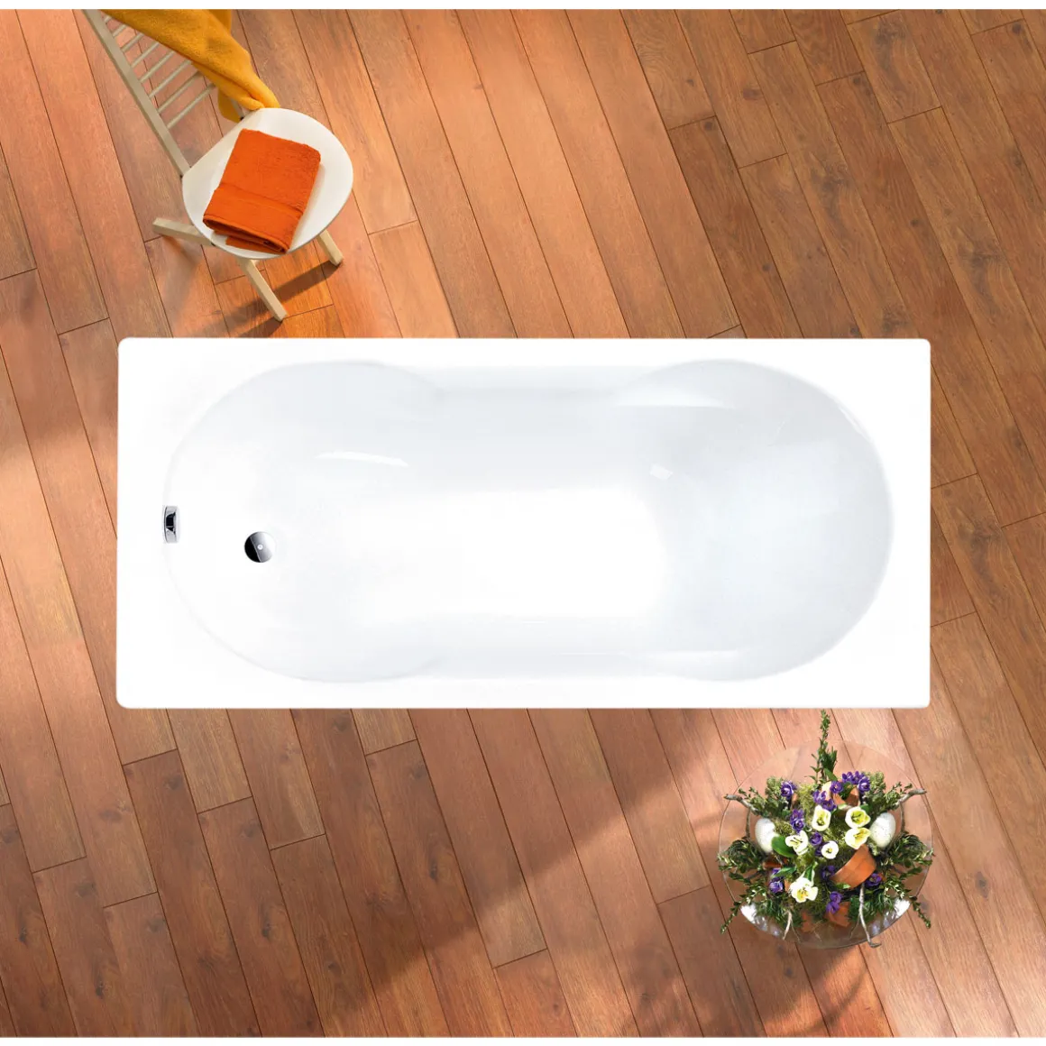 Badewannen-Set Nixe, 170x75cm,best. ausWanne, Wannenträger&Ab-Überlaufgarnitur