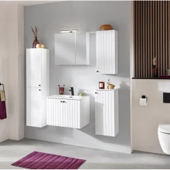 Badmöbel-Set Piet, Spiegelschrank + Waschtischunterschrank, inkl. LED-Aufsatzleuchte