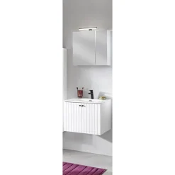 Badmöbel-Set Piet, Spiegelschrank + Waschtischunterschrank, inkl. LED-Aufsatzleuchte