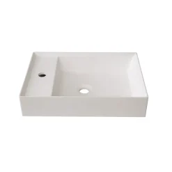 BADMOBIL Gussmarmor-Waschtisch LINUS 50 x 11 x 35 cm Hahnloch links oder rechts weiß-matt