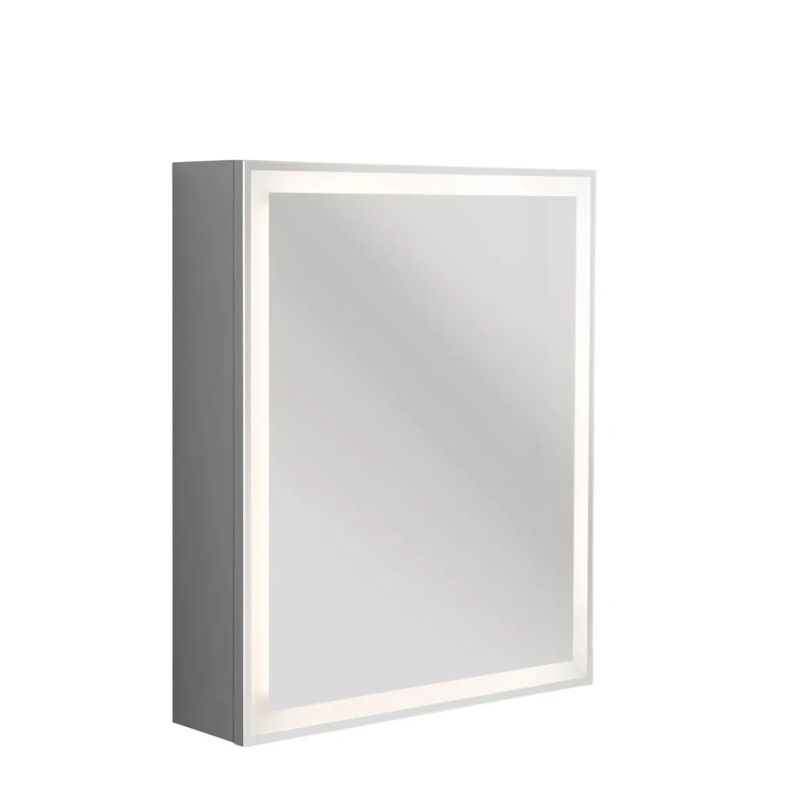 BADMOBIL Spiegelschrank FOTON 52 x 63 x 14 cm Tür rechts mit LED verdeckter Sensorschalter hellgrau