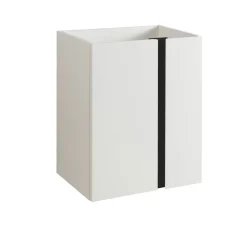 BADMOBIL Waschtischunterschrank LINUS 49 x 63 x 34,5 cm 2 Türen grifflos weiß mit schwarzer Dekorleiste