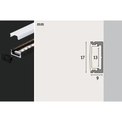 Base Profil mit weissem Diffusor 2 mschwarz eloxiert/weiss Alu/Kunststoff