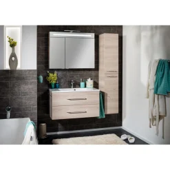 B.Clever WBU 90cm inkl.Gussmarmor-BeckenAuzuege m. SoftClose, Alska Esche