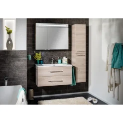 B.Clever WBU 90cm inkl.Gussmarmor-BeckenAuzuege m. SoftClose, Alska Esche