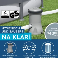 Bestway Steel Pro Max Frame-Pool-Set mit Filterpumpe Durchmesser 366 x 100 cm grau