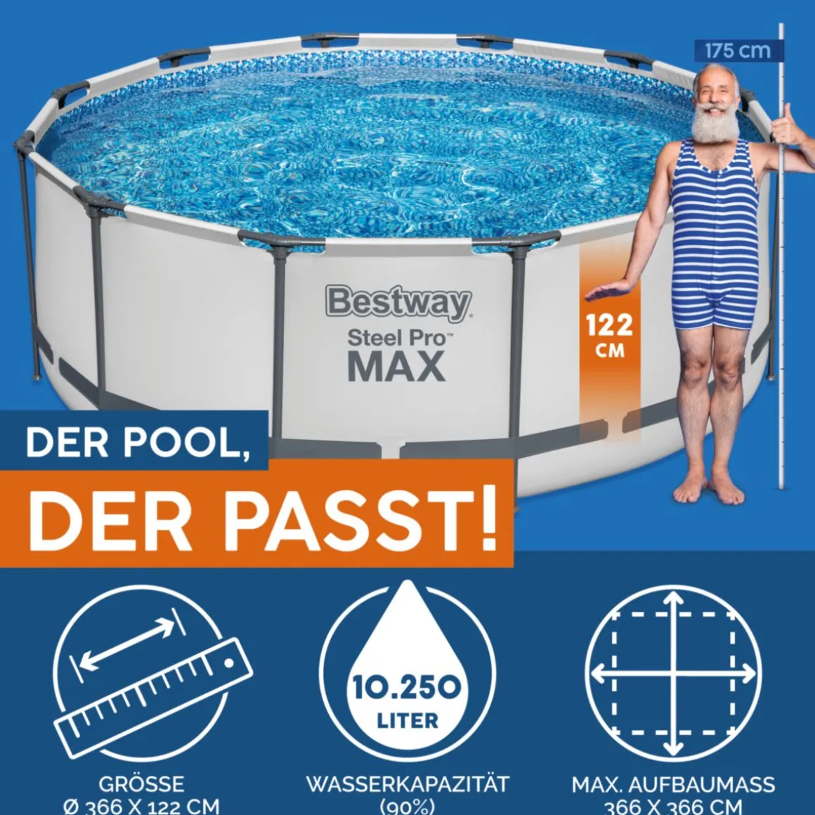 Bestway Steel Pro Max Frame-Pool-Set366x122cm Dm. 3,66x1,22m