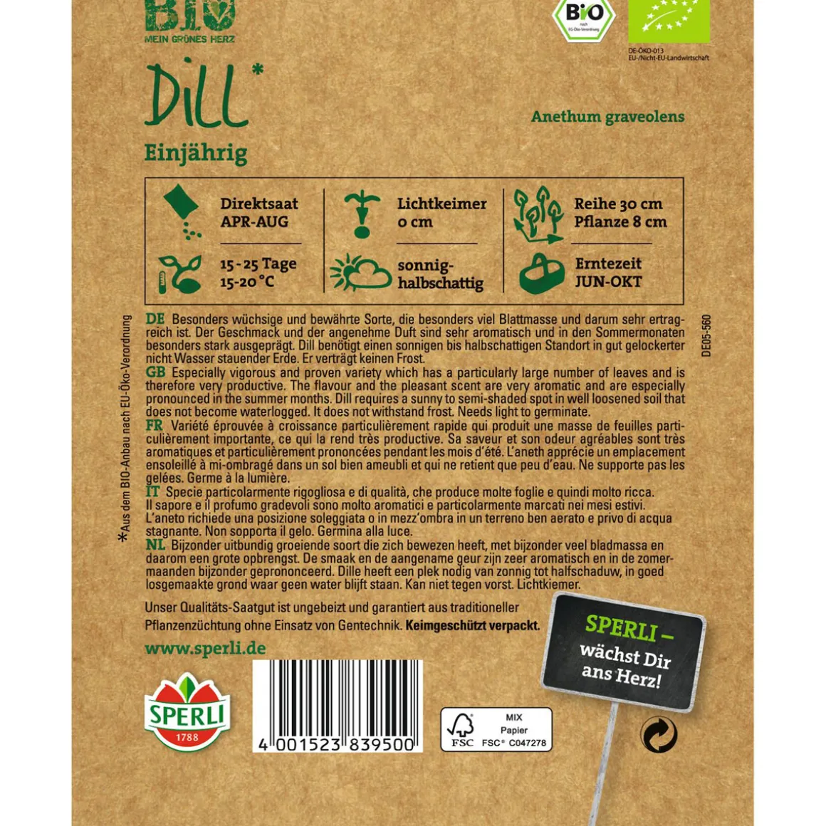 Bio-Kräuter Dill 100 cm
