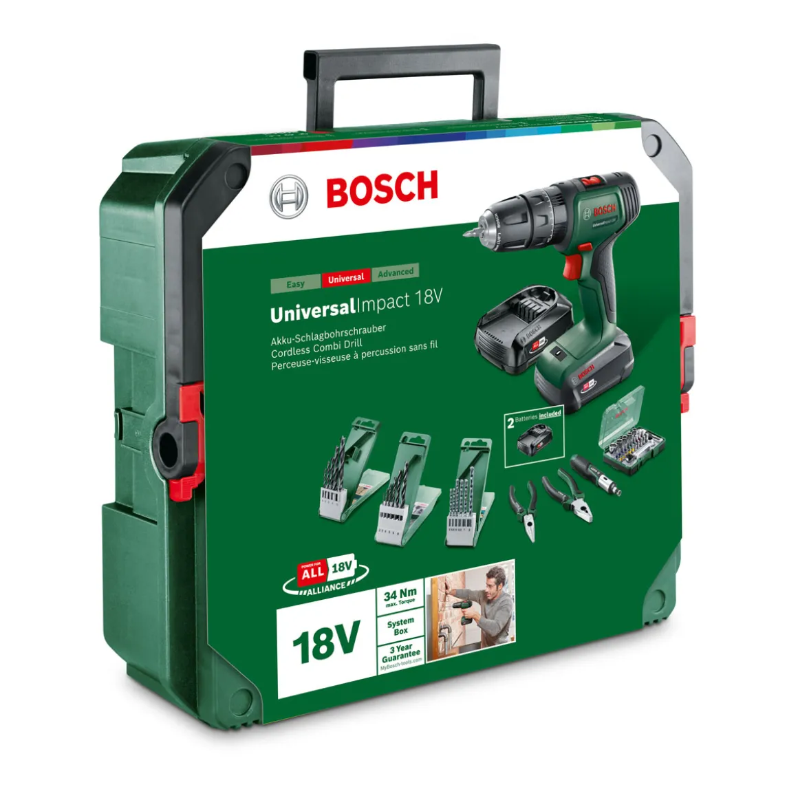BoschAkku-Schlagbohrschrauber UniversalImpact 18V 2 Akkus Ladegerät und Zubehör