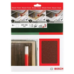 BoschDIY Handschleif-Set 230 x 280 mm 2xK60K120K240 6- teilig rot