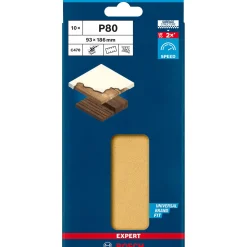 Bosch ProfessionalExpert C470 Schleifpapier mit 8 Löchern für Schwingschleifer 93 x 186 mm G 80 10- teilig