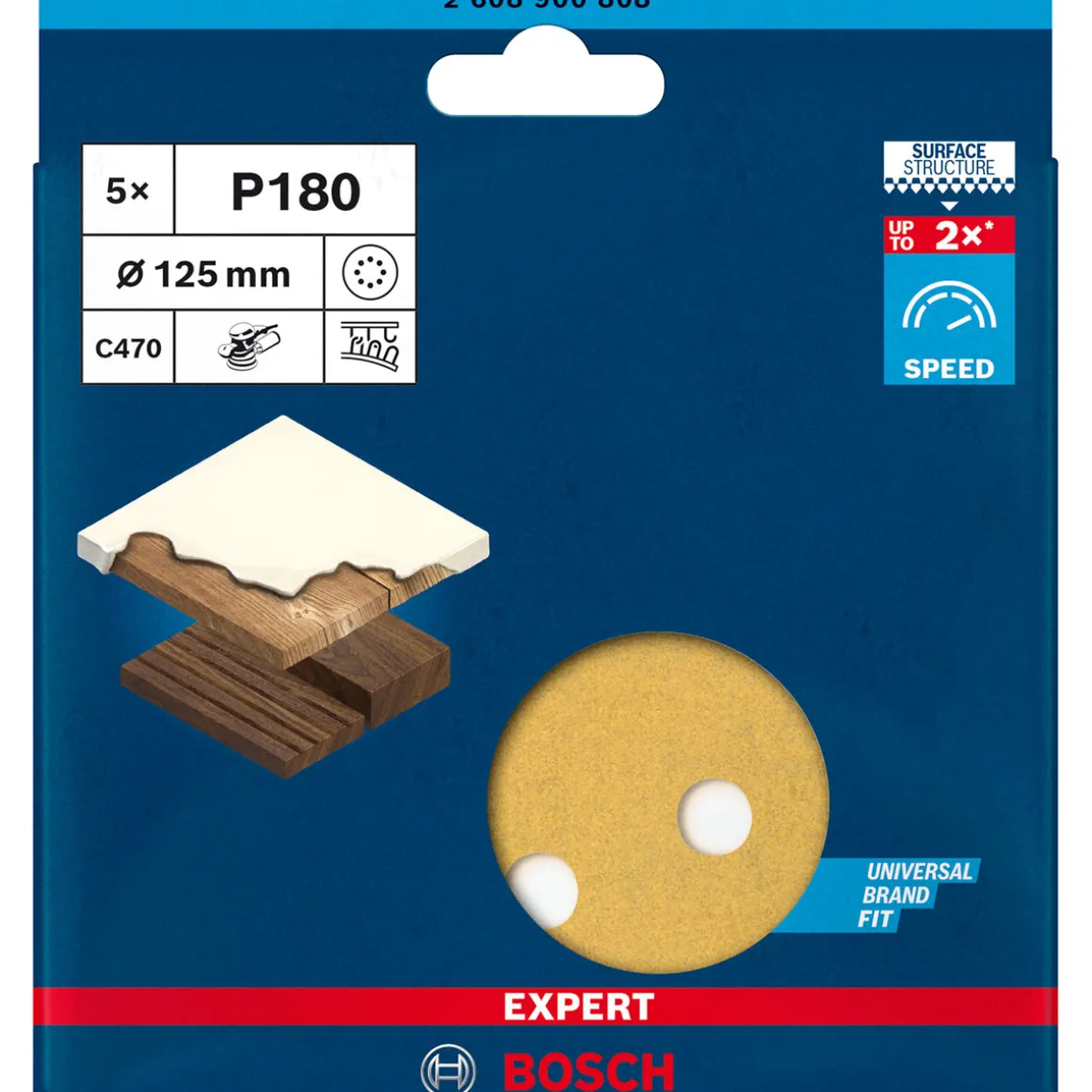 Bosch ProfessionalExpert C470 Schleifpapier mit 8 Löchern für Exzenterschleifer 125 mm G 180 5- teilig