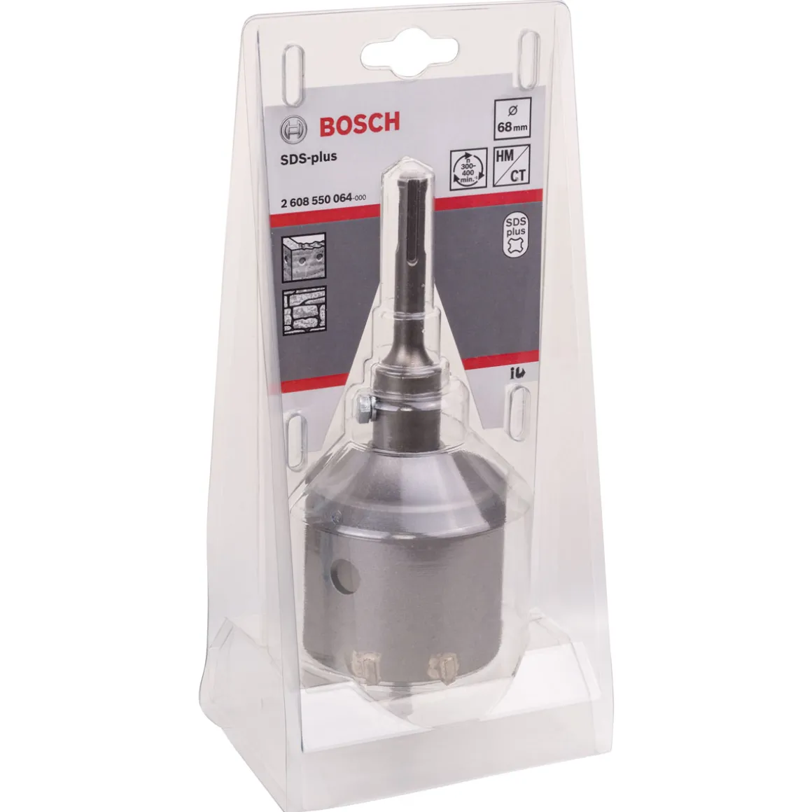 Bosch Professional3-teiliges Hohlbohrkronen-Set SDS plus 68 mm