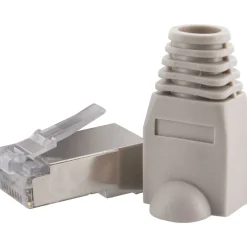 CAT6 Netzwerkstecker 10St. mit Kabel-Fuehrung grau