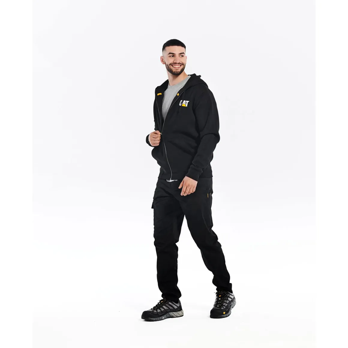 CAT Zip Hoodie Banner schwarz Gr. M