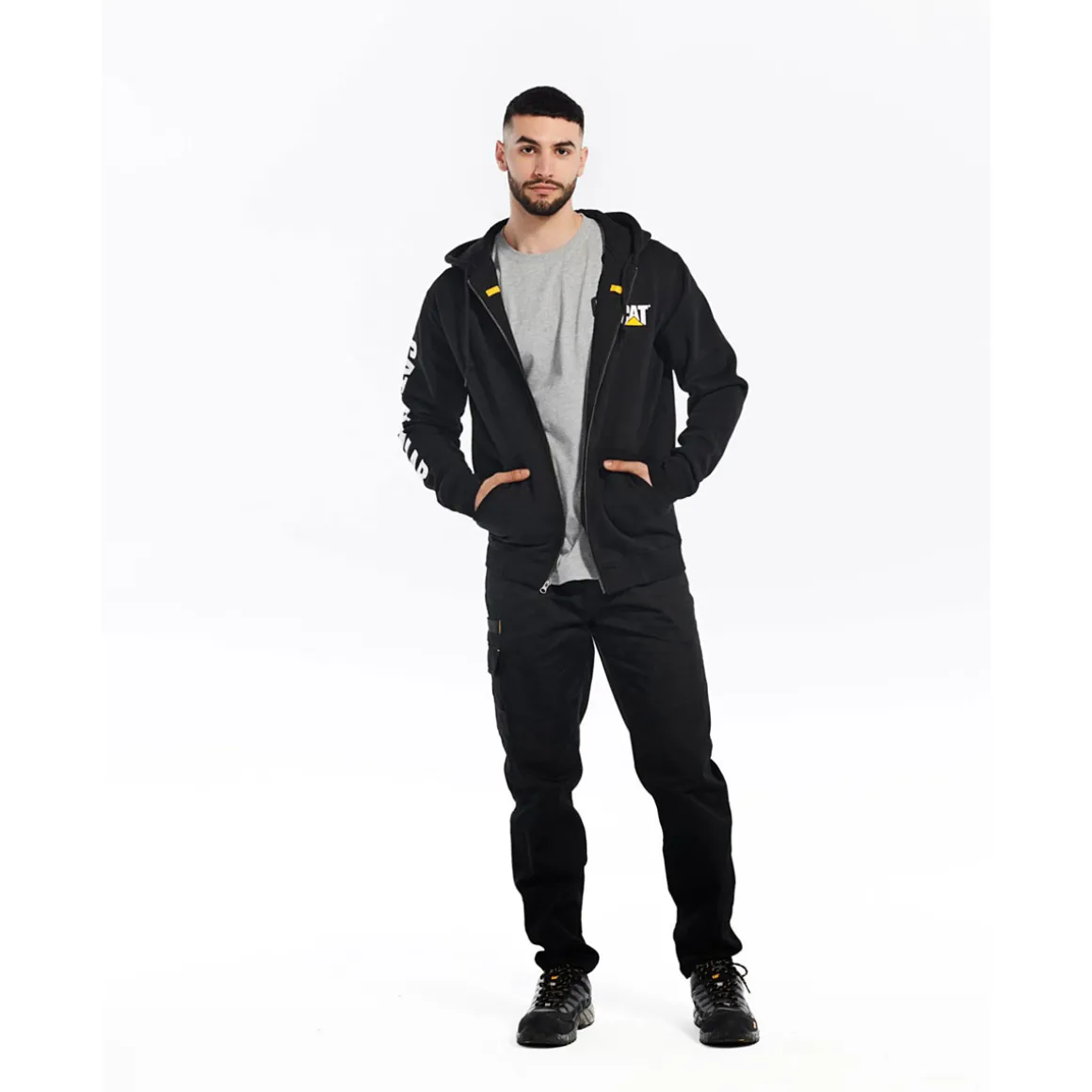 CAT Zip Hoodie Banner schwarz Gr. M
