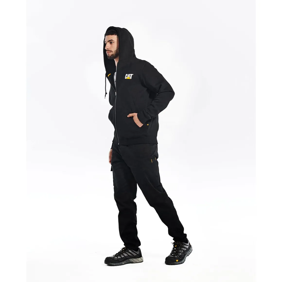 CAT Zip Hoodie Banner schwarz Gr. M