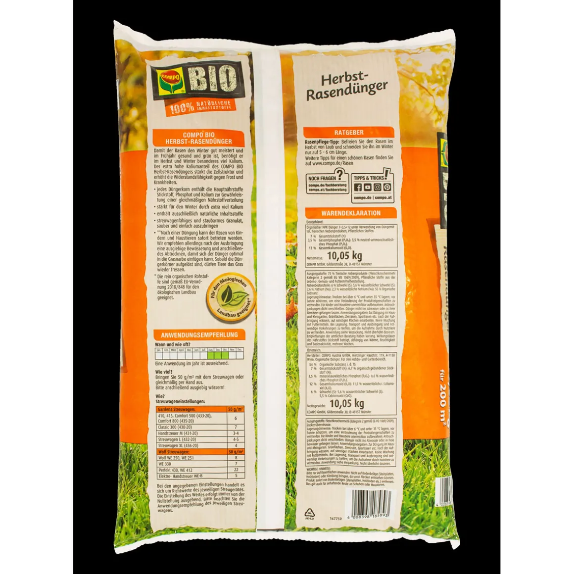 Compo BIO Herbst-Rasendünger 10,05 kg