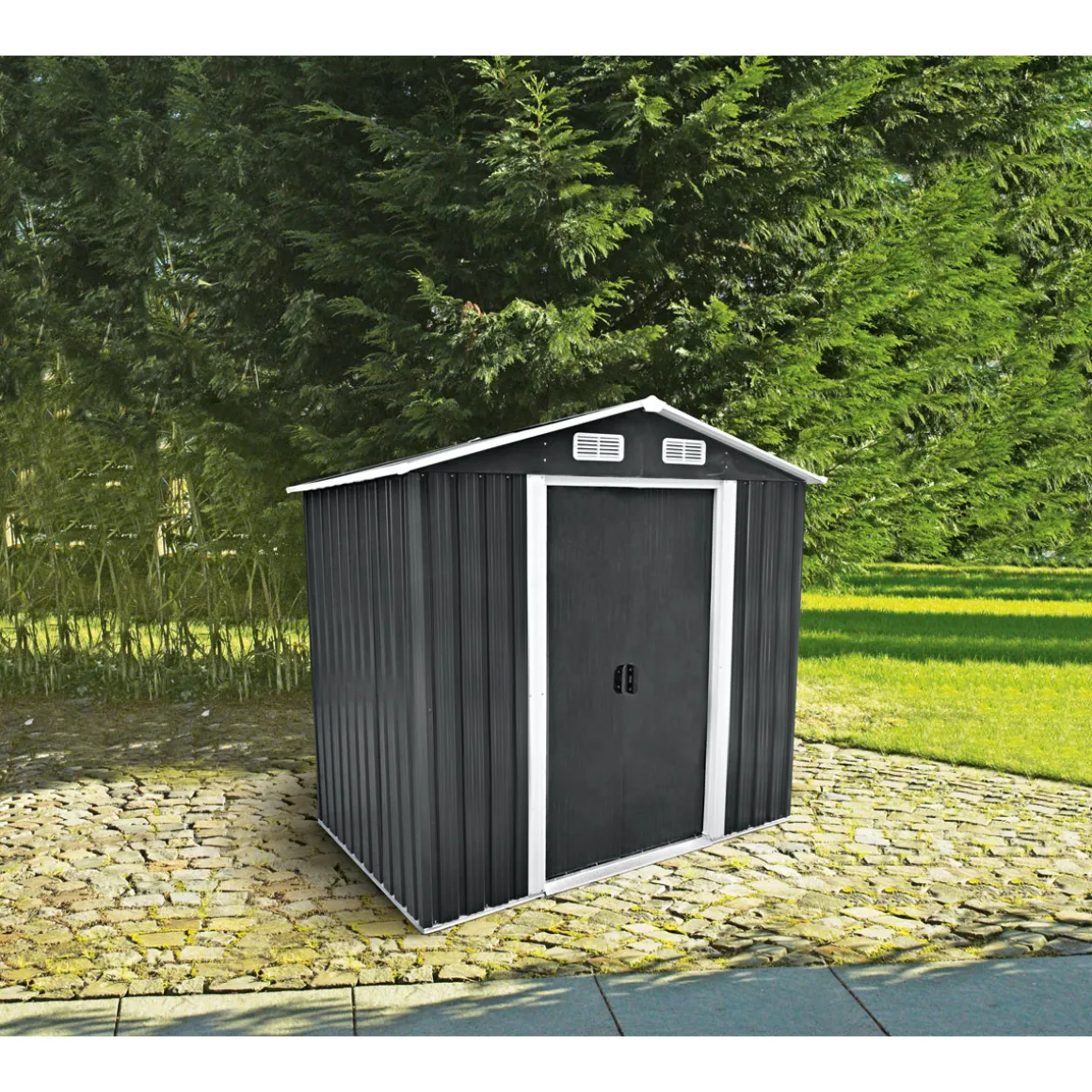 Durabil Gerätehaus Moritz carbon und weiß 204 x 186 x 132 cm