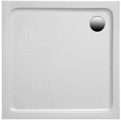 Duschwanne quadratisch 90x90/3 weissKomplettset mit Traeger u. Ablaufgarnit.