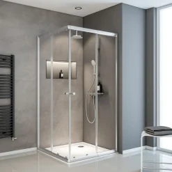 Eckeinstieg 4-teilig silber klar hell1800x750-900x750-900 3-/4-mm ESG