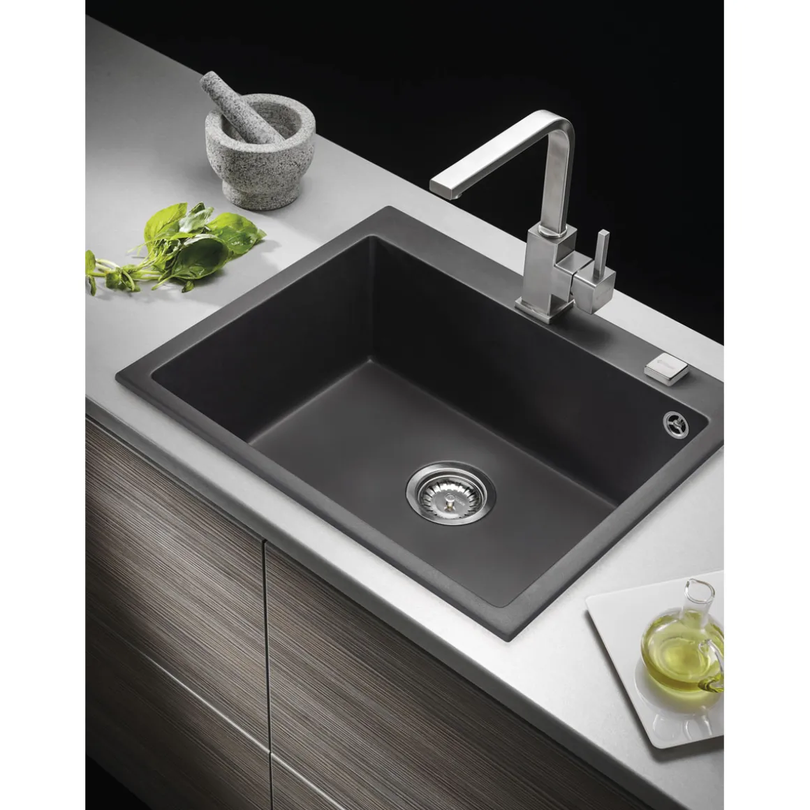 Einbauspuele ISTROS 61x50 cm 1BGranit Carbon