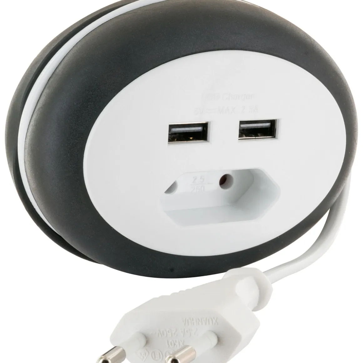 Euroverlaengerung mit 2x USB in weiss3,0 Kabel