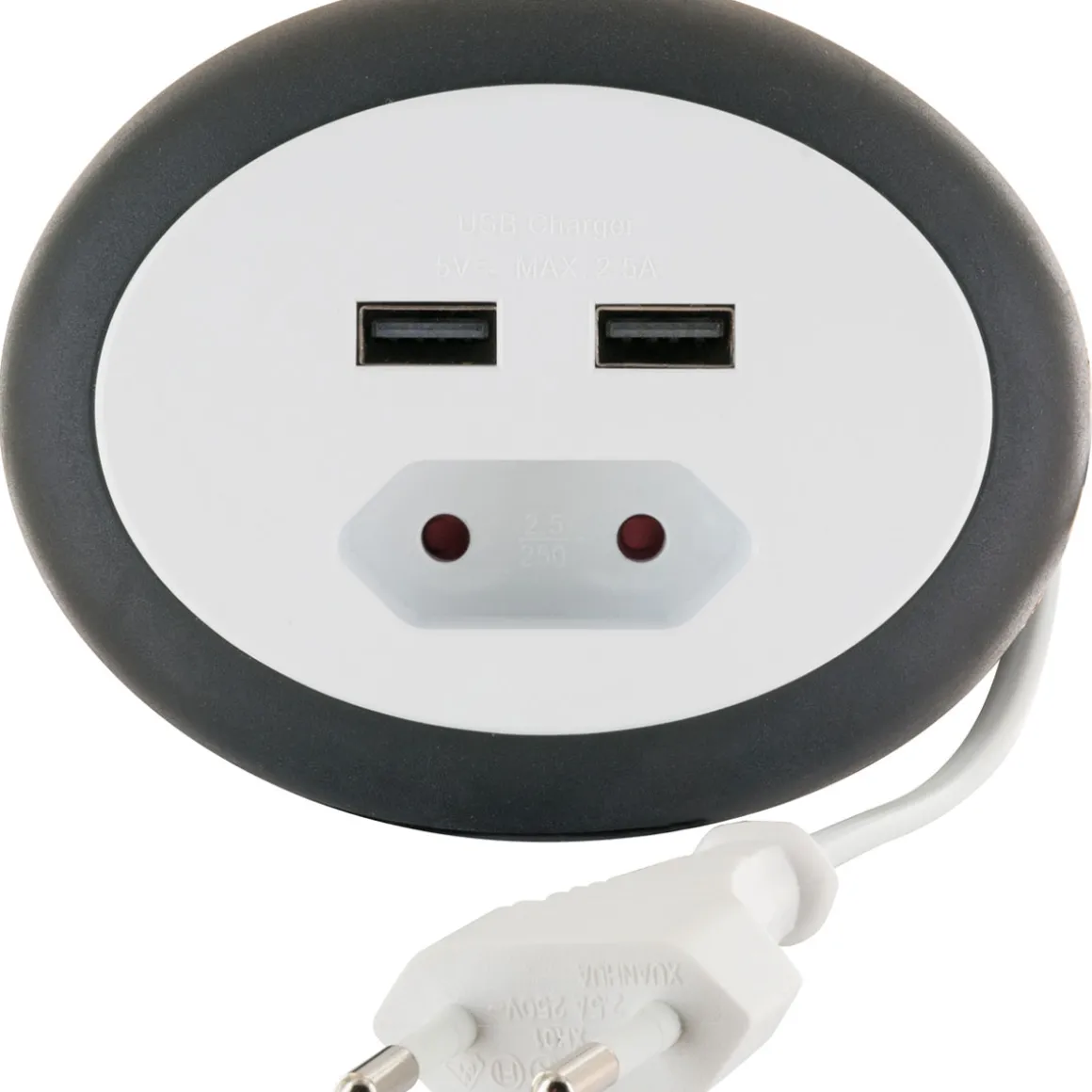Euroverlaengerung mit 2x USB in weiss3,0 Kabel