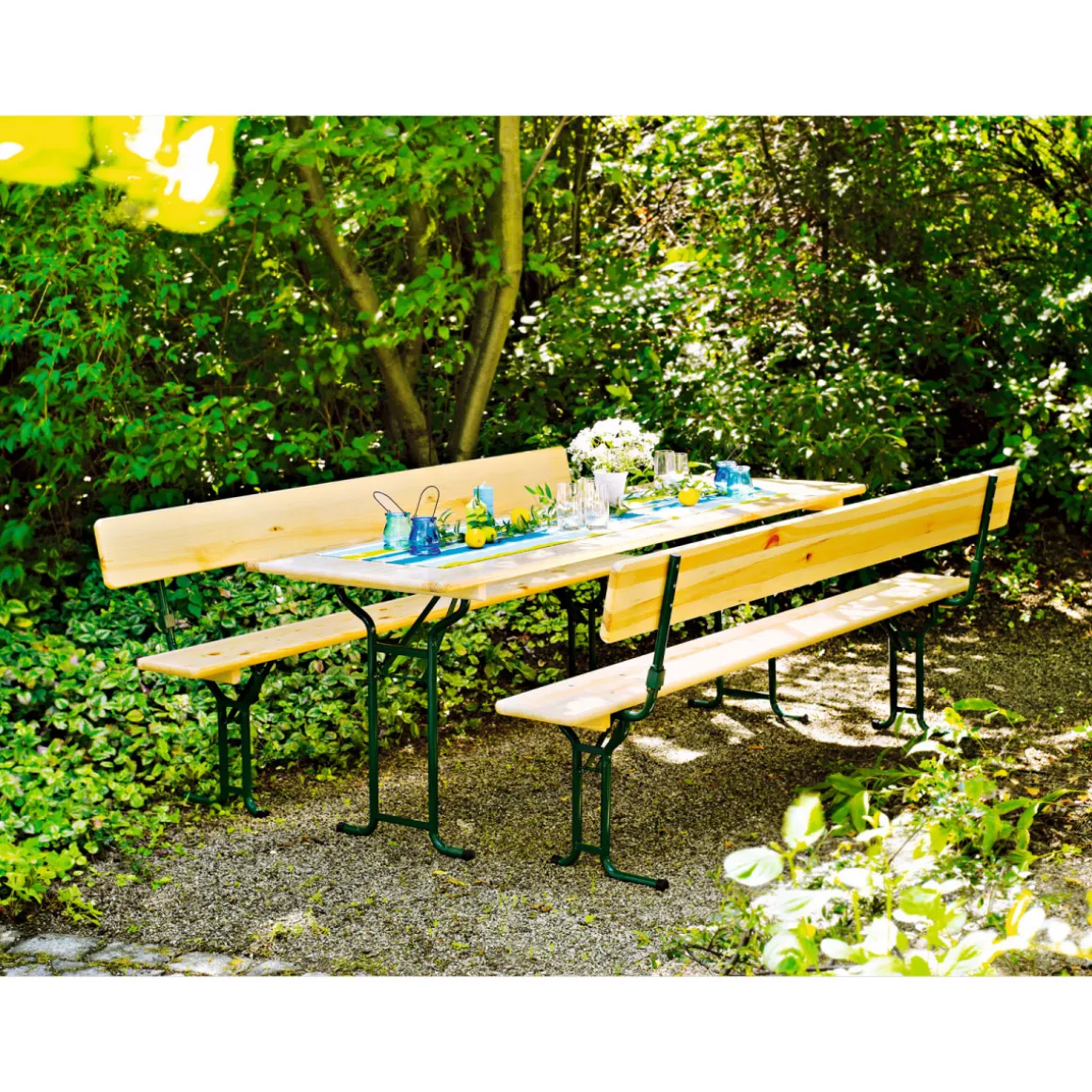 Festzeltgarnitur Komfort mit Tisch 220 x 70 cm