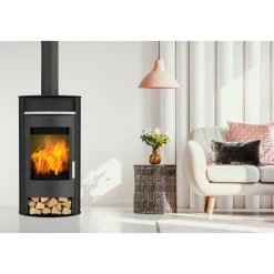 Fireplace Kaminofen Borneo 6kWStahl Anschl. oben 150mm
