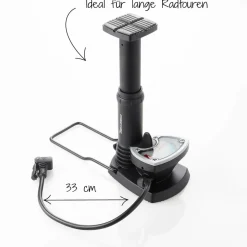 Fischer Bikes Fuß-Standpumpe mit Manometer und Adapter schwarz