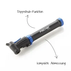 Fischer Bikes Mini-Pumpe mit Doppelhub reversibel silber