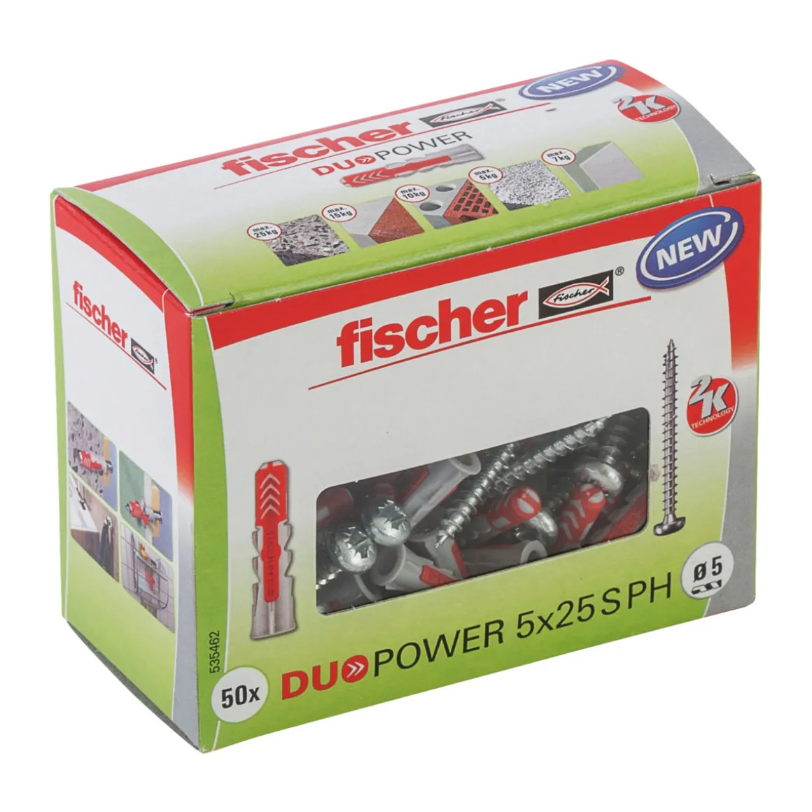 Fischer Dübel DuoPower 5 x 25 mm mit Panhead-Schraube 50 Stück