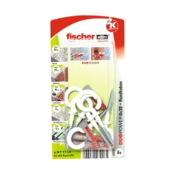 FischerDübel DuoPower 6 x 30 mm mit Rundhaken nylonbeschichtet weiß 6 Stück